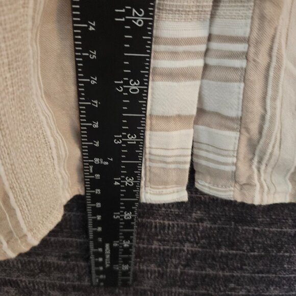 Susan Graver 100% Cotton Tunic Shirt Size 1X White Striped Beige White - Picture 10 of 12